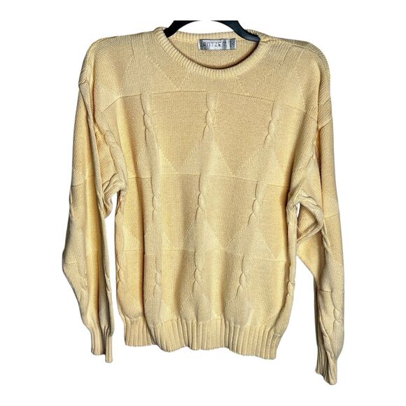 Jantzen Other - Jantzen VTG Men’s Crew Neck Sweater Size Large Banana Yellow Cabled Pullover